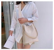 Load image into Gallery viewer, Ansloth Crocodile Crossbody Bag For Women Shoulder Bag Brand Designer Women Bags Luxury PU Leather Bag Bucket Bag Handbag HPS405