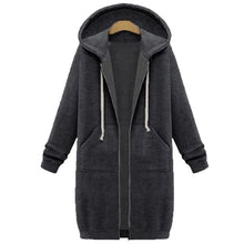 Load image into Gallery viewer, Long Hoodies Women Autumn Winter Oversized Hoodies Long Sleeve Sweatshirt Women Zipper Fashion Outerwear Pockets Sudadera Mujer
