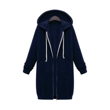 Load image into Gallery viewer, Long Hoodies Women Autumn Winter Oversized Hoodies Long Sleeve Sweatshirt Women Zipper Fashion Outerwear Pockets Sudadera Mujer