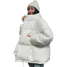 Load image into Gallery viewer, Korean Style 2020 Winter Jacket Women Stand Collar Solid Black White Female Down Coat Loose Oversized Womens Short Parka