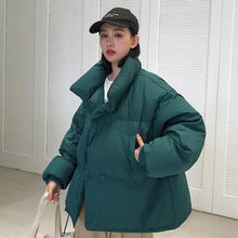 Load image into Gallery viewer, Korean Style 2020 Winter Jacket Women Stand Collar Solid Black White Female Down Coat Loose Oversized Womens Short Parka