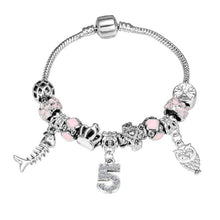 Load image into Gallery viewer, ZOSHI Pink Crystal Charm Silver Bracelets & Bangles for Women With Aliexpress Murano Beads Silver Bracelet Femme Jewelry