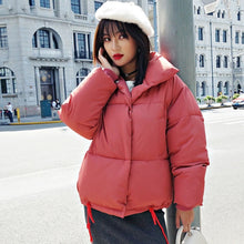Load image into Gallery viewer, Korean Style 2020 Winter Jacket Women Stand Collar Solid Black White Female Down Coat Loose Oversized Womens Short Parka