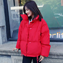 Load image into Gallery viewer, Korean Style 2020 Winter Jacket Women Stand Collar Solid Black White Female Down Coat Loose Oversized Womens Short Parka