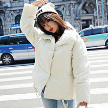 Load image into Gallery viewer, Korean Style 2020 Winter Jacket Women Stand Collar Solid Black White Female Down Coat Loose Oversized Womens Short Parka