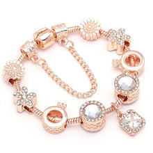 Load image into Gallery viewer, BAOPON New Heart & Key Pendant Rose Gold Color Fine Bracelets & Bangles Ferris Wheel Beads Charm Bracelet For Women Jewelry