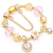 Load image into Gallery viewer, BAOPON New Heart & Key Pendant Rose Gold Color Fine Bracelets & Bangles Ferris Wheel Beads Charm Bracelet For Women Jewelry