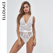 Load image into Gallery viewer, Ellolace Summer Lace Bodysuit Women Floral Embroidery Deep V Neck Sexy Bodysuit Dot Patchwork Jumpsuit Overalls 2020 Femlae Body