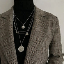 Load image into Gallery viewer, HUANZHI 2020 New Personality Cross Square Metal Multilayer Hip hop Long Chain Cool Simple Necklace For Women men Jewelry Gifts