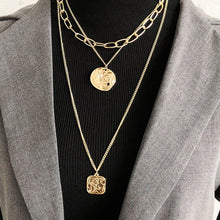 Load image into Gallery viewer, HUANZHI 2020 New Personality Cross Square Metal Multilayer Hip hop Long Chain Cool Simple Necklace For Women men Jewelry Gifts