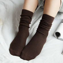 Load image into Gallery viewer, CHAOZHU Japanese Korea High School Girls High Socks Loose Solid Colors Double Needles Knitting Cotton Long Socks Women