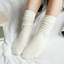Load image into Gallery viewer, CHAOZHU Japanese Korea High School Girls High Socks Loose Solid Colors Double Needles Knitting Cotton Long Socks Women