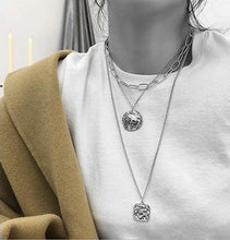 Load image into Gallery viewer, HUANZHI 2020 New Personality Cross Square Metal Multilayer Hip hop Long Chain Cool Simple Necklace For Women men Jewelry Gifts
