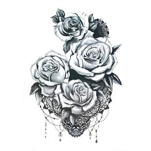 Load image into Gallery viewer, 1 PC Fashion Women Girl Temporary Tattoo Sticker Black Roses Design Full Flower Arm Body Art Big Large Fake Tattoo Sticker