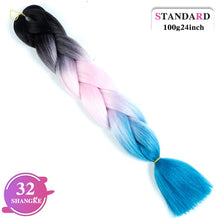 Load image into Gallery viewer, SHANGKE Pink Purple Blue Blonde Color Synthetic Jumbo Braids Ombre Braiding Hair Extension White Women