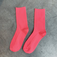 Load image into Gallery viewer, CHAOZHU Japanese Korea High School Girls High Socks Loose Solid Colors Double Needles Knitting Cotton Long Socks Women