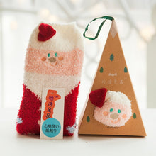 Load image into Gallery viewer, Cute Animal Design Deer Christmas socks Gift 3D Fluffy Coral Velvet Thick Warm Winter Sock For Women new Year gift Sox with Box