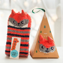 Load image into Gallery viewer, Cute Animal Design Deer Christmas socks Gift 3D Fluffy Coral Velvet Thick Warm Winter Sock For Women new Year gift Sox with Box