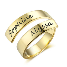 Load image into Gallery viewer, Personalized Gift Customized Engraved Name Stainless Steel Adjustable Rings for Women Anniversary Jewelry (JewelOra RI102973)