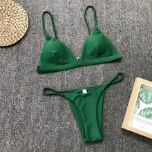 Load image into Gallery viewer, 9 Colors Solid Bikini Set 2020 Sexy Push Up Swimwear Women Brazilian Swimsuit Low Waist Biquini Halter Two Pieces Bathing Suit
