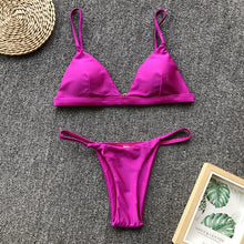 Load image into Gallery viewer, 9 Colors Solid Bikini Set 2020 Sexy Push Up Swimwear Women Brazilian Swimsuit Low Waist Biquini Halter Two Pieces Bathing Suit