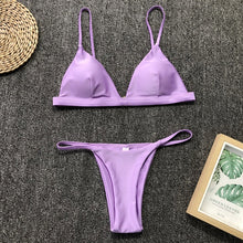 Load image into Gallery viewer, 9 Colors Solid Bikini Set 2020 Sexy Push Up Swimwear Women Brazilian Swimsuit Low Waist Biquini Halter Two Pieces Bathing Suit
