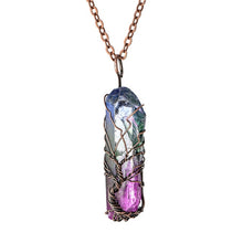 Load image into Gallery viewer, SEDmart 7Chakra Ainbow Natural Stone Copper Wire Pendant Necklace for Women Men Long Chain Tree of Life Statement Jewelry Gift