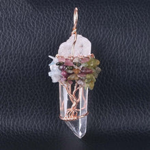 Load image into Gallery viewer, SEDmart 7Chakra Ainbow Natural Stone Copper Wire Pendant Necklace for Women Men Long Chain Tree of Life Statement Jewelry Gift