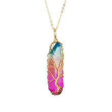 Load image into Gallery viewer, SEDmart 7Chakra Ainbow Natural Stone Copper Wire Pendant Necklace for Women Men Long Chain Tree of Life Statement Jewelry Gift