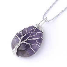 Load image into Gallery viewer, SEDmart 7Chakra Ainbow Natural Stone Copper Wire Pendant Necklace for Women Men Long Chain Tree of Life Statement Jewelry Gift