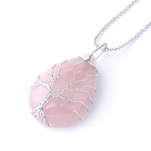Load image into Gallery viewer, SEDmart 7Chakra Ainbow Natural Stone Copper Wire Pendant Necklace for Women Men Long Chain Tree of Life Statement Jewelry Gift