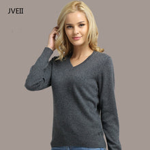 Load image into Gallery viewer, JVEII Women Sweater Knitted Female Long Sleeve V-neck Cashmere Sweater And Pullover Female Autumn Winter Slim Jumpers Casual