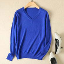 Load image into Gallery viewer, JVEII Women Sweater Knitted Female Long Sleeve V-neck Cashmere Sweater And Pullover Female Autumn Winter Slim Jumpers Casual