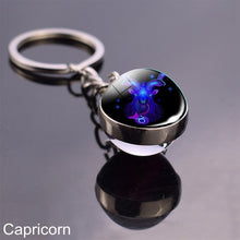 Load image into Gallery viewer, 12 Zodiac Sign Keychain Sphere Ball Crystal Key Rings Scorpio Leo Aries Constellation Birthday Gift for Women and Mens