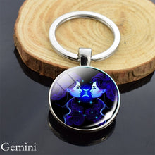 Load image into Gallery viewer, 12 Zodiac Sign Keychain Sphere Ball Crystal Key Rings Scorpio Leo Aries Constellation Birthday Gift for Women and Mens