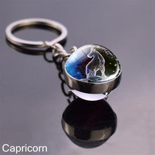 Load image into Gallery viewer, 12 Zodiac Sign Keychain Sphere Ball Crystal Key Rings Scorpio Leo Aries Constellation Birthday Gift for Women and Mens