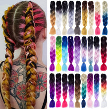 Load image into Gallery viewer, SHANGKE Pink Purple Blue Blonde Color Synthetic Jumbo Braids Ombre Braiding Hair Extension White Women