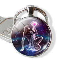 Load image into Gallery viewer, 12 Constellations Keychain Constellation Key Rings Zodiac Sign Key Chain Pendant Jewelry Libra Aries Leo Fashion Birthday Gift