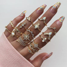 Load image into Gallery viewer, 9 Design Boho Vintage Gold Star Midi Moon Rings Set For Women Opal Crystal Midi Finger Ring 2020 Female Bohemian Jewelry Gifts