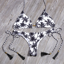 Load image into Gallery viewer, Sexy Floral Print Bikinis Striped Patchwork Swimsuit Women Bandage Bikini Set Swimwear Brazilian Beachwear New Bathing Suit