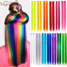 Load image into Gallery viewer, Vigorous Long Straight Clip In One Piece Hair Extensions 20 Inch Synthetic Two Tone Fake Hair for Women Girls