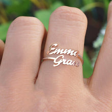 Load image into Gallery viewer, Adjustable Double Name Ring Custom Two Name Rings Couples Names on Ring New Women Men Jewelry Stainless Steel Bague double nom