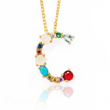 Load image into Gallery viewer, Multicolor charm Gold pendant necklace micro pave zircon initial 26 letter necklaces Couple Name necklace Christmas gift