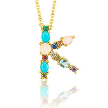 Load image into Gallery viewer, Multicolor charm Gold pendant necklace micro pave zircon initial 26 letter necklaces Couple Name necklace Christmas gift