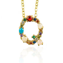 Load image into Gallery viewer, Multicolor charm Gold pendant necklace micro pave zircon initial 26 letter necklaces Couple Name necklace Christmas gift