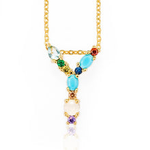 Load image into Gallery viewer, Multicolor charm Gold pendant necklace micro pave zircon initial 26 letter necklaces Couple Name necklace Christmas gift