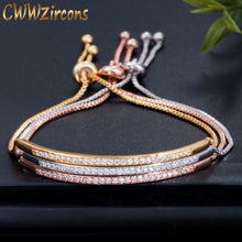Load image into Gallery viewer, CWWZircons Adjustable Bracelet Bangle for Women Captivate Bar Slider Brilliant CZ Rose Gold Color Jewelry Pulseira Feminia CB089