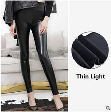 Load image into Gallery viewer, Everbellus High Waist Leather Leggings for Women Black Light&Matt Thin&Thick Femme Fitness PU Leggings Sexy Push Up Slim Pants