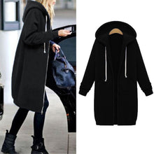Load image into Gallery viewer, High quality Women Casual Long Zipper Hooded Jacket Hoodies Sweatshirt Vintage Streetwear Plus Size Outwear Hoody Coat Clothing