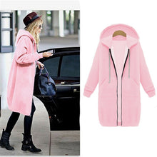 Load image into Gallery viewer, High quality Women Casual Long Zipper Hooded Jacket Hoodies Sweatshirt Vintage Streetwear Plus Size Outwear Hoody Coat Clothing